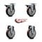 Service Caster 5'' Maroon Poly Wheel Swivel Top Plate Caster Set with 2 Posi Brakes 2 Rigid, 4PK SCC-20S514-PPUB-MRN-PLB-2-R-2 - alternate 4